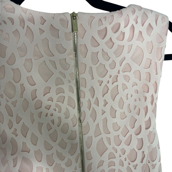 Karl Lagerfeld Light Pink Pencil Dress Rosette Cut Out Overlay Zip Closure SZ 4 - Picture 8 of 14